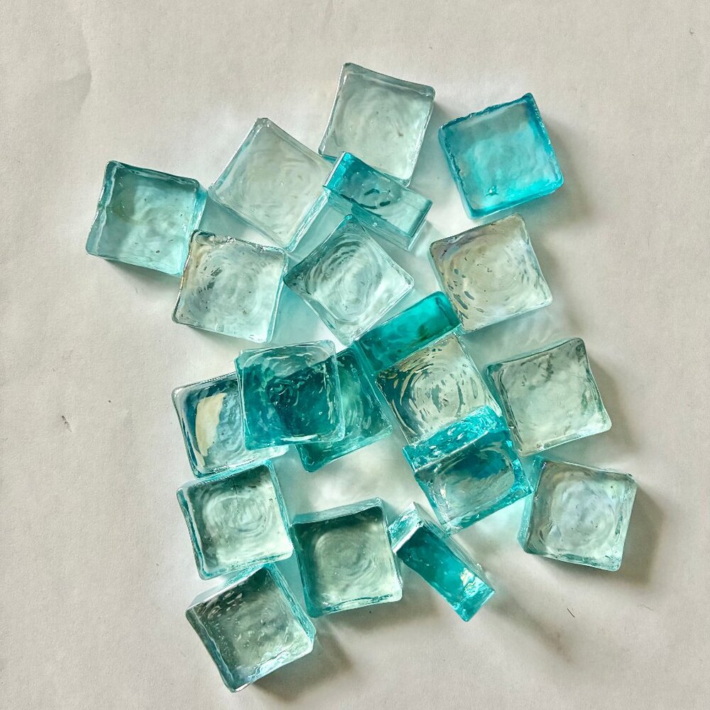 Ice Blue Glass SQUARES for Mosaics, Crafts, or Home Decor